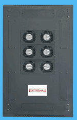 RADA Networks serverkast, patch kast: bovenpaneel met drie modulaire ventilatoreenheden en zes ventilatoren