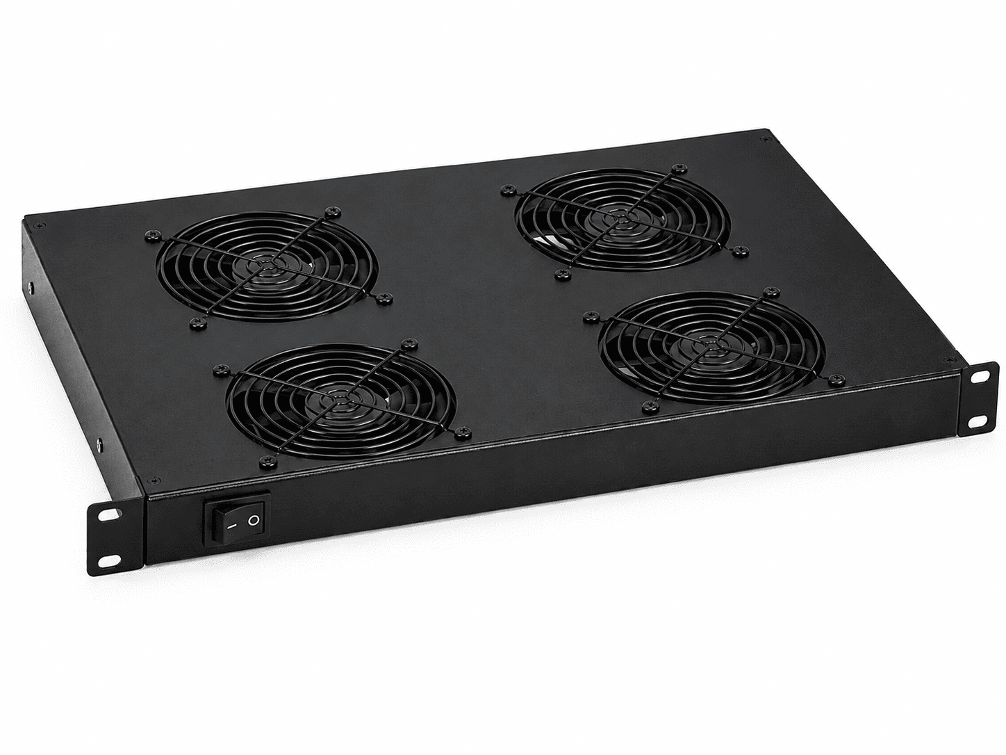 1U 19-inch ventilatorunit met vier ventilatoren en aan-uitschakelaar