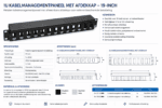 1U Kabelmanagementpaneel met Afdekkap – 19-inch