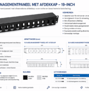 1U Kabelmanagementpaneel met Afdekkap – 19-inch