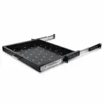 Uitschuifbaar 19-inch legbord van 1U met geperforeerd oppervlak en telescopische rails