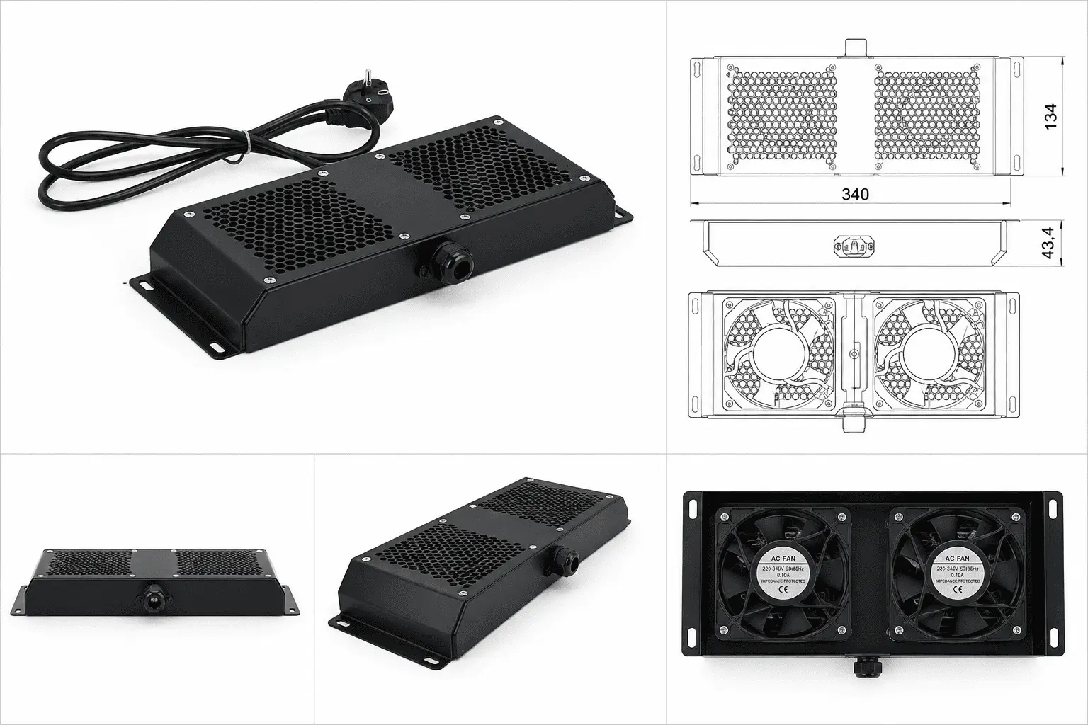 19-inch Ventilatorunit met 2 Ventilatoren