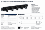 1U Kunststof Kabelmanagementpaneel Rechts – 19-inch