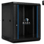 RADA Networks 15U serverkast en patch kast met glazen deur, zwart en 769 mm hoog — serverkast, patch kast
