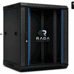 RADA Networks 18U serverkast en patch kast met glazen deur, zwart en 1000 mm hoog — serverkast, patch kast