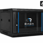 RADA Networks 6U serverkast en patch kast met glazen deur, 368 mm hoog — serverkast, patch kast