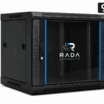 RADA Networks 9U serverkast, patch kast met glazen deur en geperforeerde zijpanelen