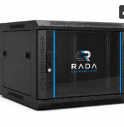 RADA Networks 4U serverkast en patch kast met glazen deur, zwart en 280 mm hoog — serverkast, patch kast