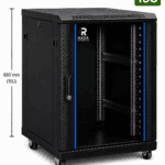 RADA Networks 15U serverkast op wielen met open voorkant en patch kast — serverkast, patch kast
