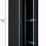 RADA Networks 32U serverkast en patch kast op wielen, afgebeeld met een hoogte van 1600 mm — serverkast, patch kast