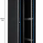 RADA Networks 32U serverkast en patch kast op wielen, afgebeeld met een hoogte van 1600 mm — serverkast, patch kast