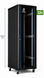 RADA Networks 32U serverkast en patch kast op wielen, afgebeeld met een hoogte van 1600 mm — serverkast, patch kast