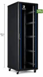 RADA Networks 37U serverkast en patch kast in zwart met zwenkwielen — serverkast, patch kast