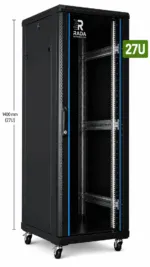RADA Networks serverkast en patch kast van 27U op zwenkwielen met open front en montagerails — serverkast, patch kast