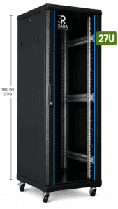 RADA Networks serverkast en patch kast van 27U op zwenkwielen met open front en montagerails — serverkast, patch kast