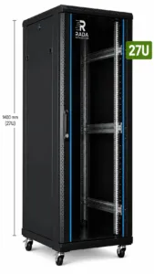 RADA Networks serverkast en patch kast van 27U op zwenkwielen met open front en montagerails — serverkast, patch kast