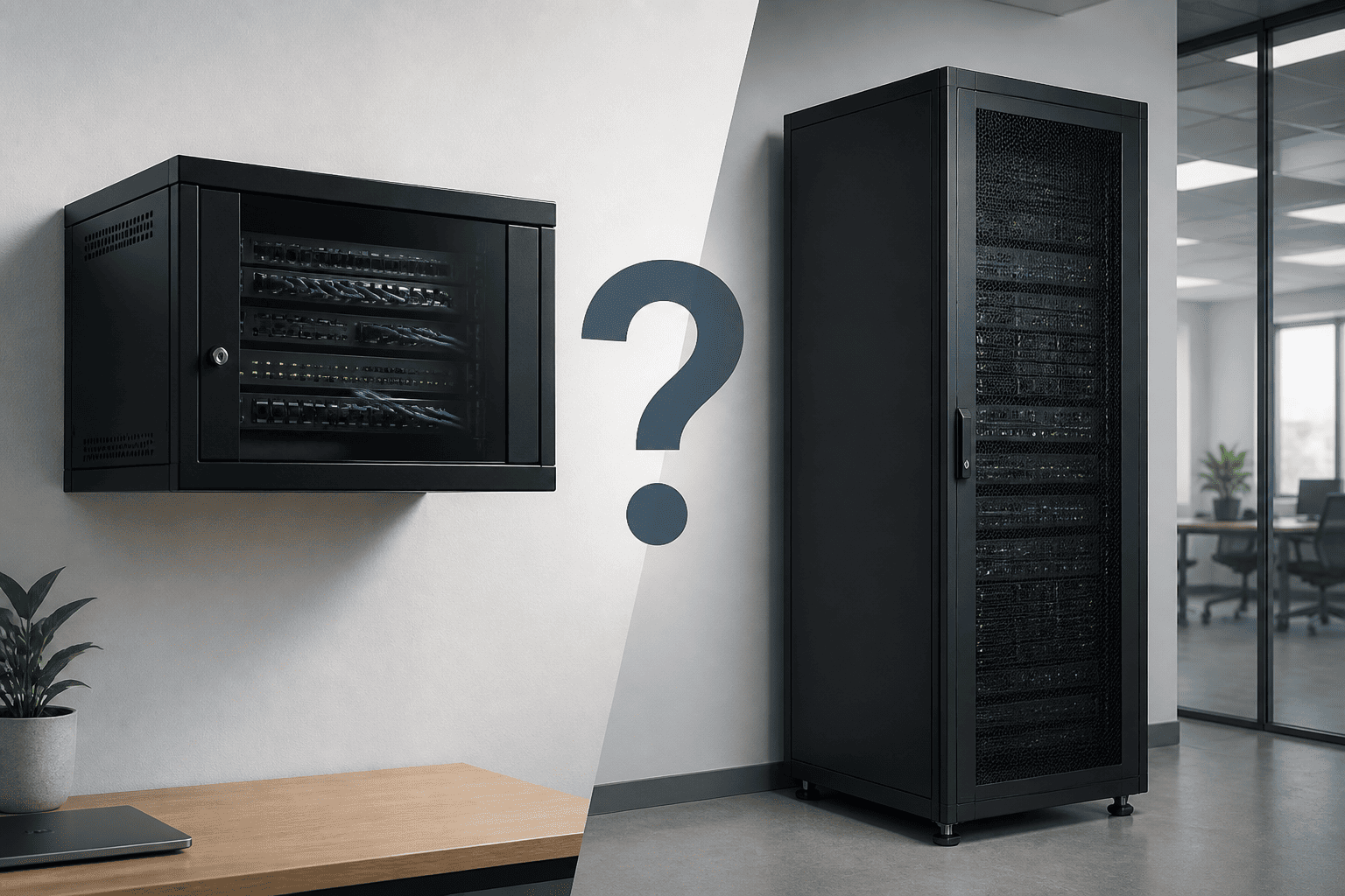 wandserverkast of staande serverkast